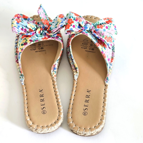 Fashion Serra Women's Sz 9 Colorful Floral Bow Slip On Espadrilles Jute Midsole - Picture 10 of 13